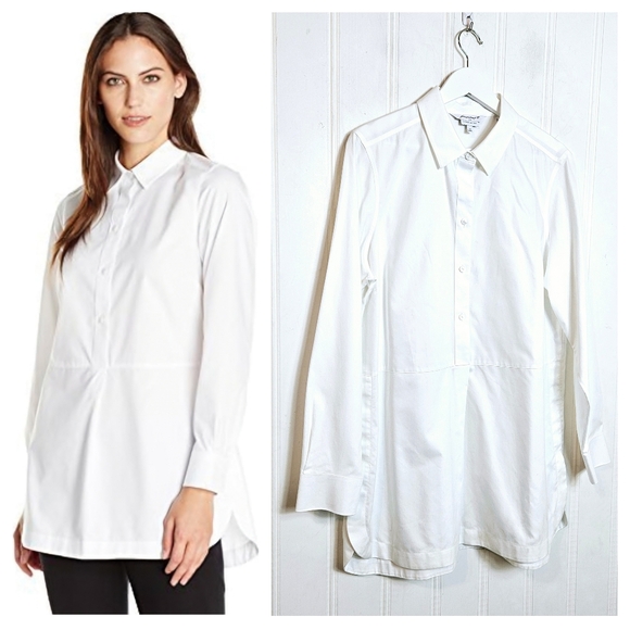 Foxcroft Tops - Foxcroft Top Womens Size 14 White Heritage Non-Iron Oxford Tunic Relaxed Shirt